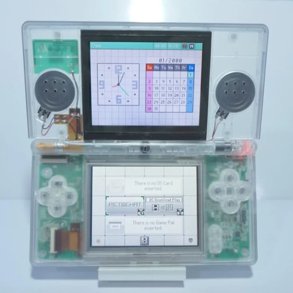 Nintendo DS Lite Transparent Clear Handheld System with Charger and Stylus Pen